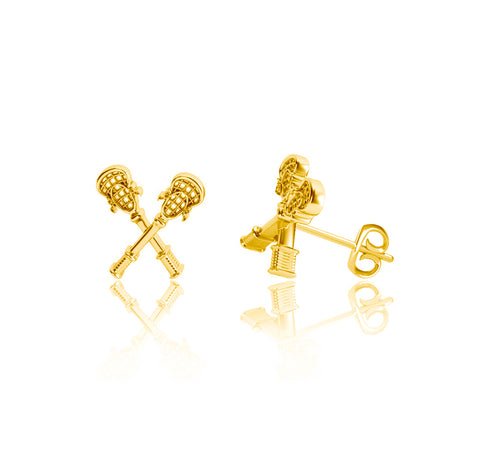 Lacrosse Sticks Post Earrings - Gold Plated