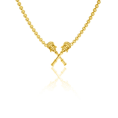 Lacrosse Sticks Pendant Necklace - Gold Plated