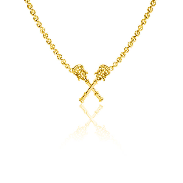 Lacrosse Sticks Pendant Necklace - Gold
