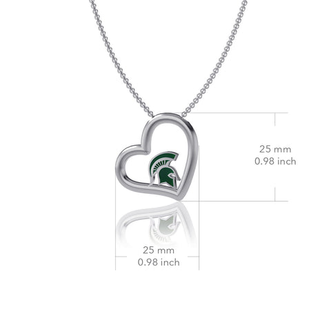 Michigan State University Heart Necklace - Enamel