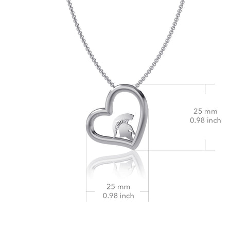 Michigan State University Heart Necklace - Silver