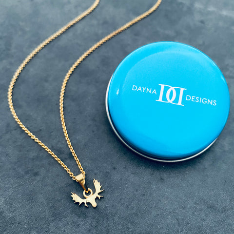 Moose Pendant Necklace - Gold Plated