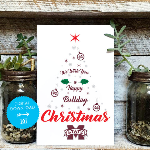 Mississippi State Bulldogs Christmas Tree Card - Digital Download