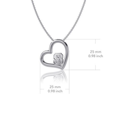 NC State University Heart Necklace - Silver