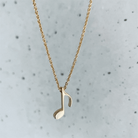 Music Note Pendant Necklace - Gold Plated