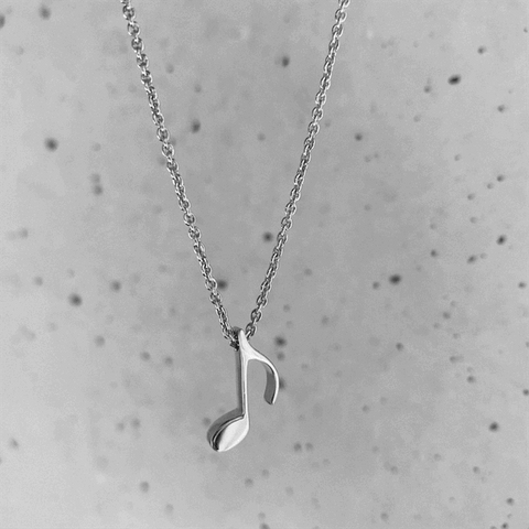 Music Note Pendant Necklace - Silver