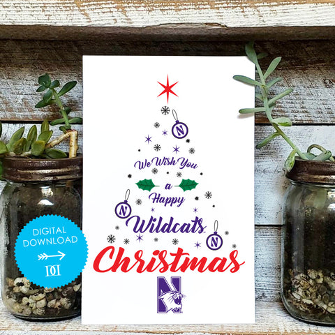Northwestern Wildcats Christmas Tree Card - Digital Download