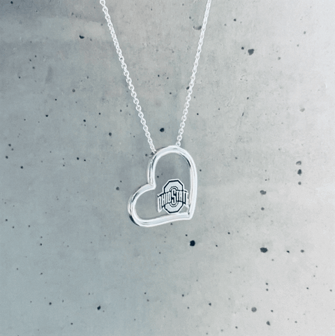 Ohio State University Heart Necklace - Silver