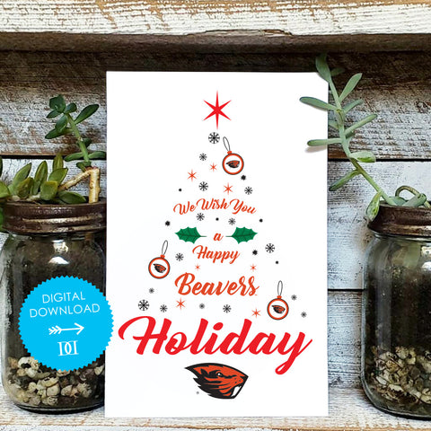 Oregon State Beavers Christmas Tree Card - Digital Download