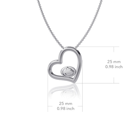 Penn State University Heart Necklace - Silver