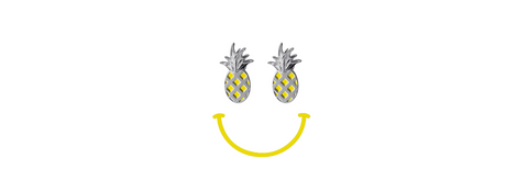 Pineapple Post Earrings - Enamel