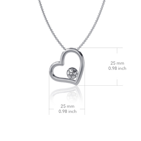 Soccer Ball Heart Necklace