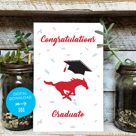 Southern Methodist Mustangs Grad Card - Digital Download