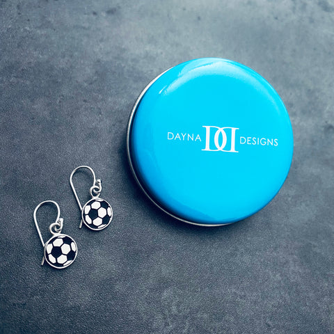 Soccer Dangle Earrings - Enamel