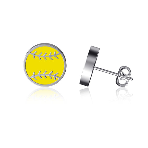 Softball Post Earrings - Enamel