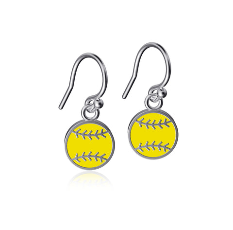 Softball Dangle Earrings - Enamel