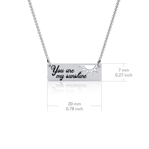 Silver Bar Necklace - You Are My Sunshine