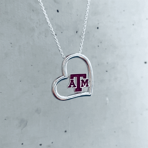 Texas A&M Aggies Heart Pendant Necklace - Enamel