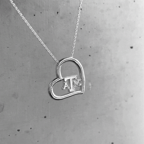 Texas A&M Aggies Heart Pendant Necklace - Silver