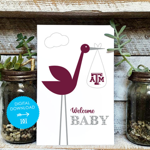 Texas A&M Aggies Baby Card - Digital Download