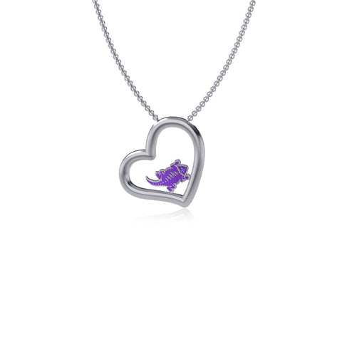 TCU Horned Frogs Heart Pendant Necklace - Enamel