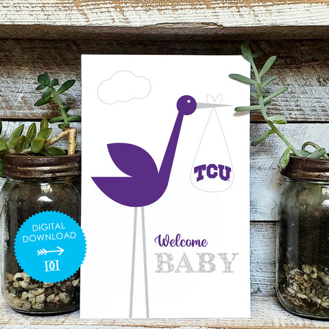Texas Christian Horned Frogs Baby Card - Digital Download