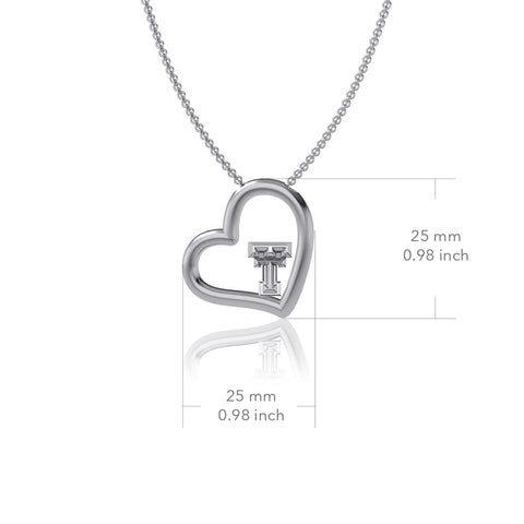 Texas Tech University Heart Necklace - Silver