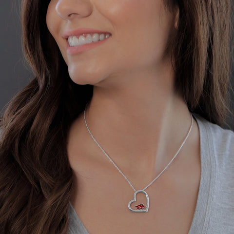 University of Arkansas Razorbacks Heart Pendant Necklace - Enamel