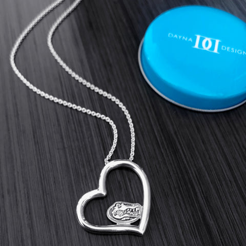 University of Florida Heart Necklace - Silver