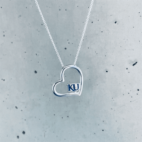 University of Kansas Heart Necklace - Enamel