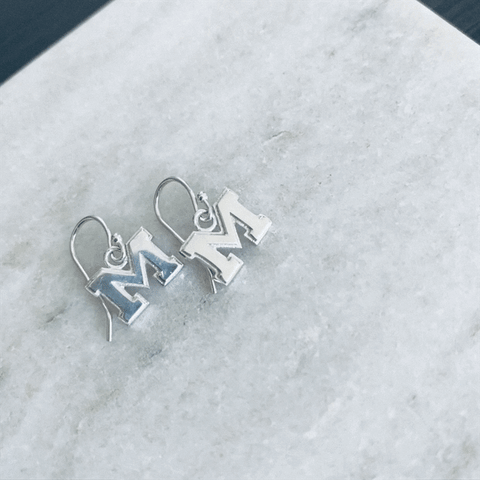 University of Michigan Dangle Earrings - Silver