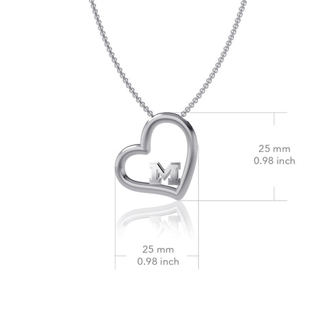 University of Michigan Heart Necklace - Silver
