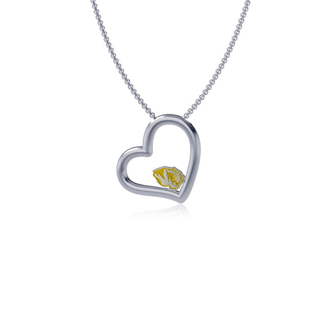 Missouri Tigers Heart Pendant Necklace - Enamel