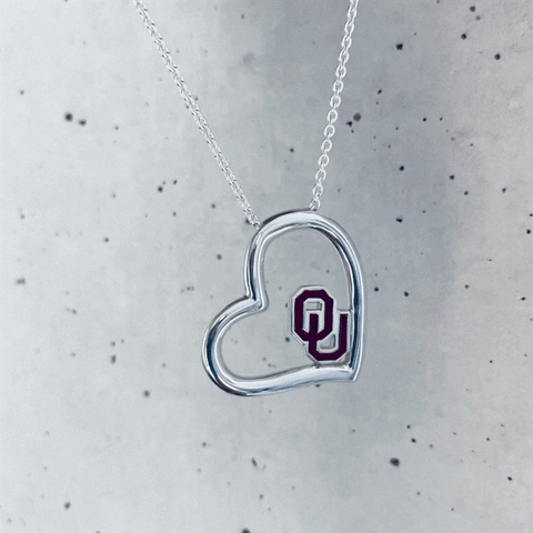 University of Oklahoma Heart Necklace - Enamel