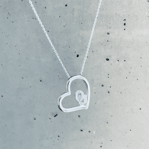 University of Oklahoma Heart Necklace - Silver