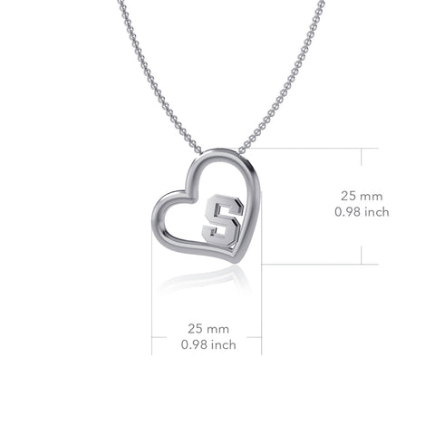 Syracuse Orange Heart Pendant Necklace - Silver