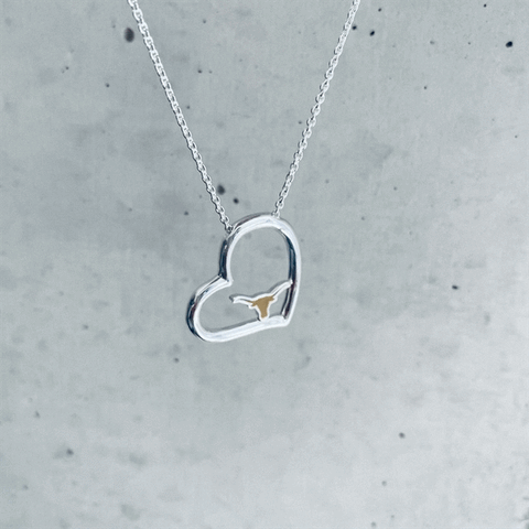 Texas Longhorns Heart Pendant Necklace - Enamel