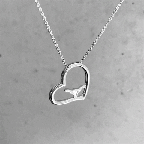 Texas Longhorns Heart Pendant Necklace - Silver