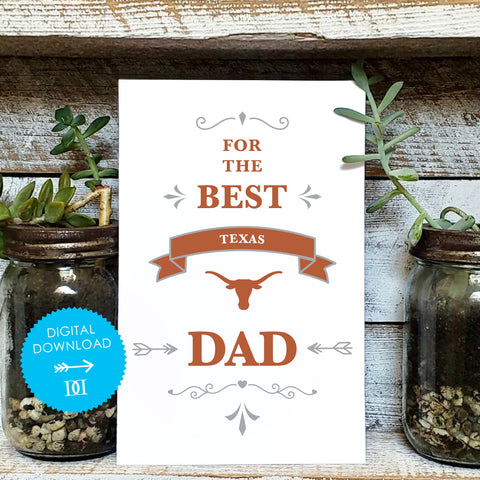 Texas Longhorns Dad Card - Digital Download