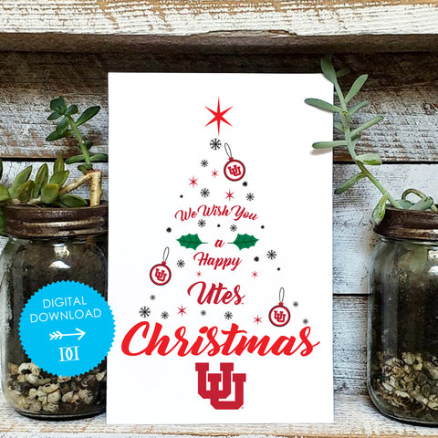 Utah Utes Christmas Tree Card - Digital Download