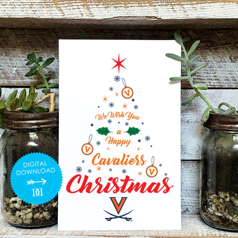 Virginia Cavaliers Christmas Tree Card - Digital Download
