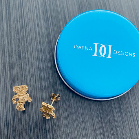 University of Wisconsin Post Earrings - Gold Plated