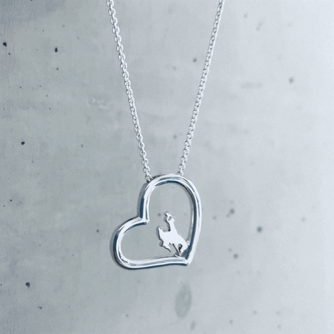 University of Wyoming Heart Necklace - Silver