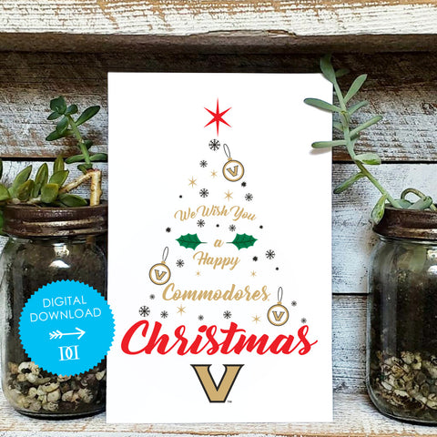 Vanderbilt Commodores Christmas Tree Card - Digital Download