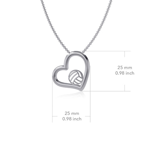 Volleyball Heart Necklace - Enamel