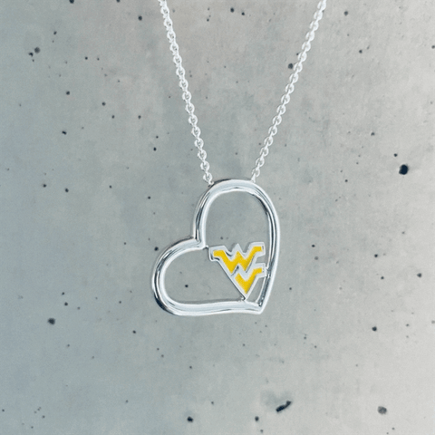 West Virginia University Heart Necklace - Enamel