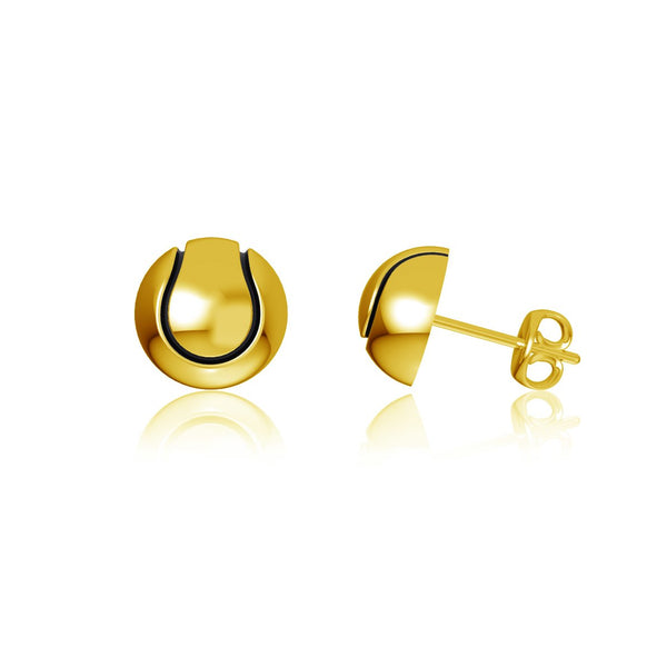 Tennis Ball Stud Earrings - Gold