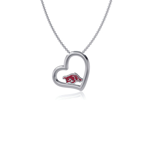 University of Arkansas Razorbacks Heart Pendant Necklace - Enamel