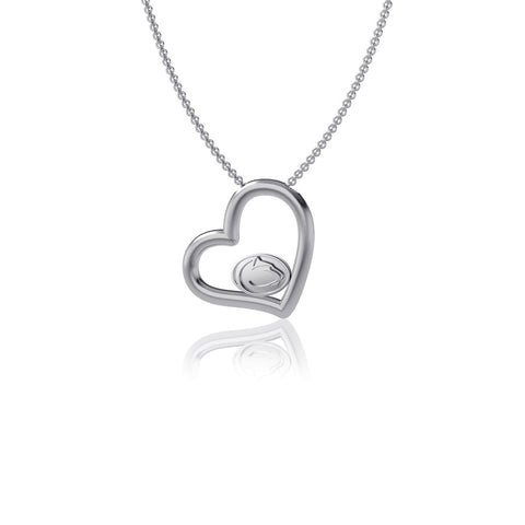 Penn State University Heart Necklace - Silver