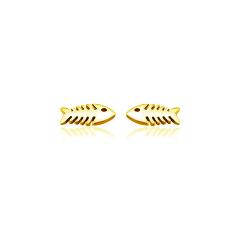Fish Stud Earrings - Gold